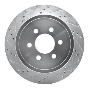 Dodge Durango Brake Rotor (1) - Rear Left - R1 Concepts - Drilled & Slotted - Silver - 2003 Dodge Durango Brake Rotor (1) - Rear Left - R1 Concepts - Drilled & Slotted - Silver - 2003